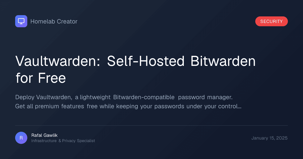 Vaultwarden password manager interface